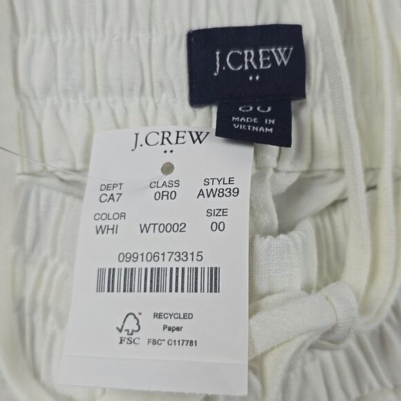J. Crew Factory -164 Linen-cotton blend drawstring pant white Women's 00 - Picture 3 of 10